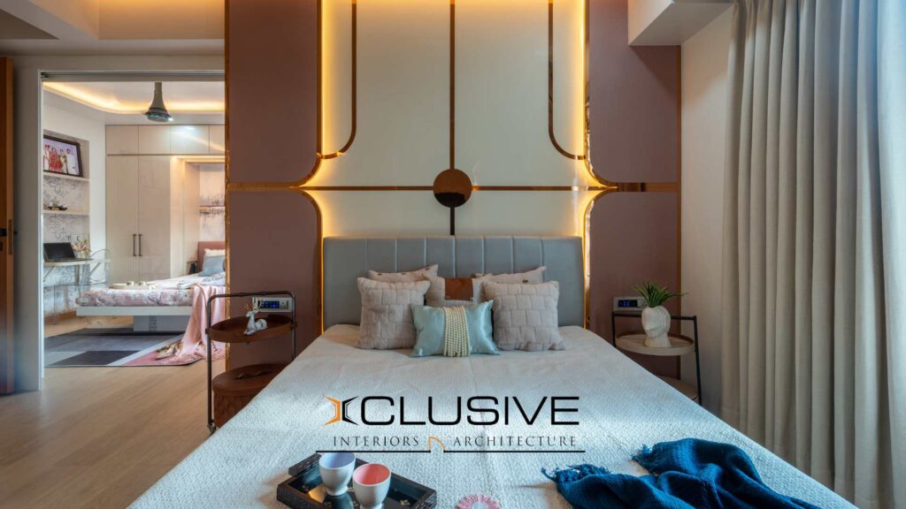 Master bedroom interior design for modern residential home in Karad