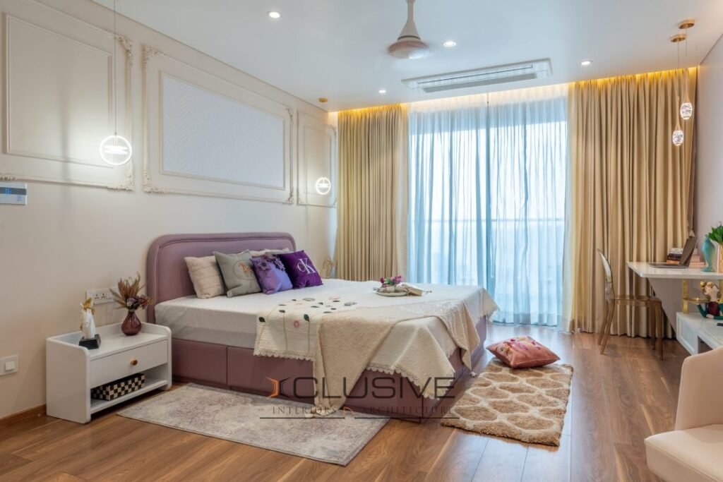 Premium master bedroom interior with custom wardrobe in Kharadi home