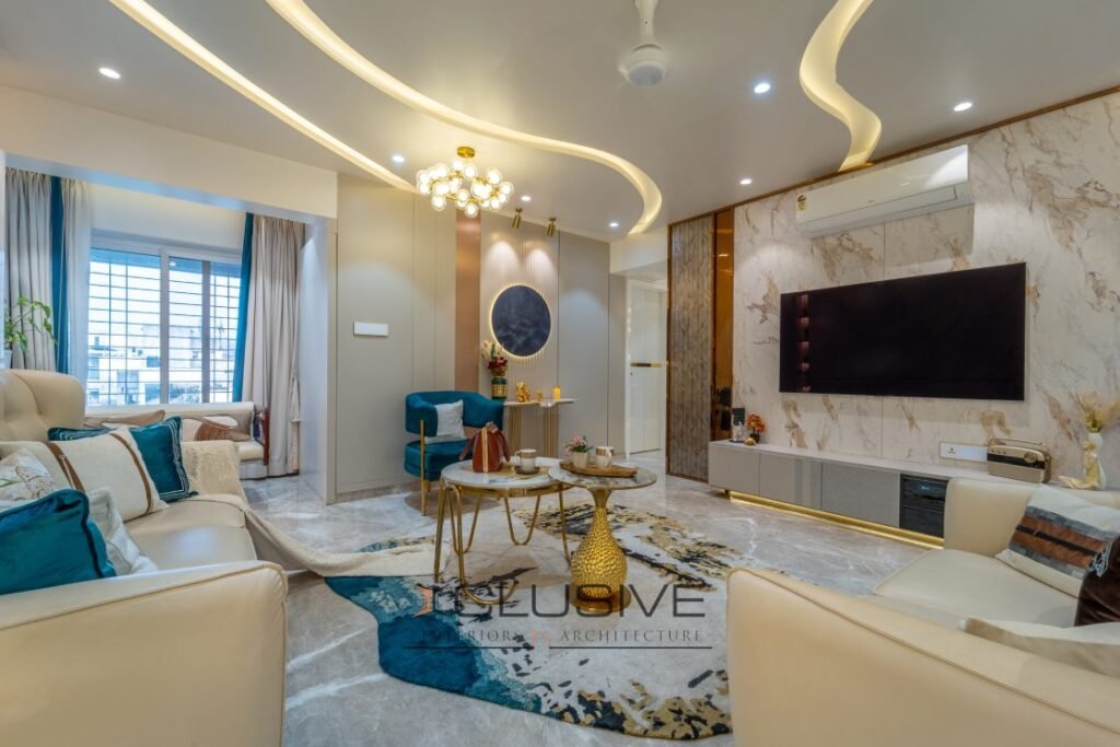 functional iving room layout with smart space utilization